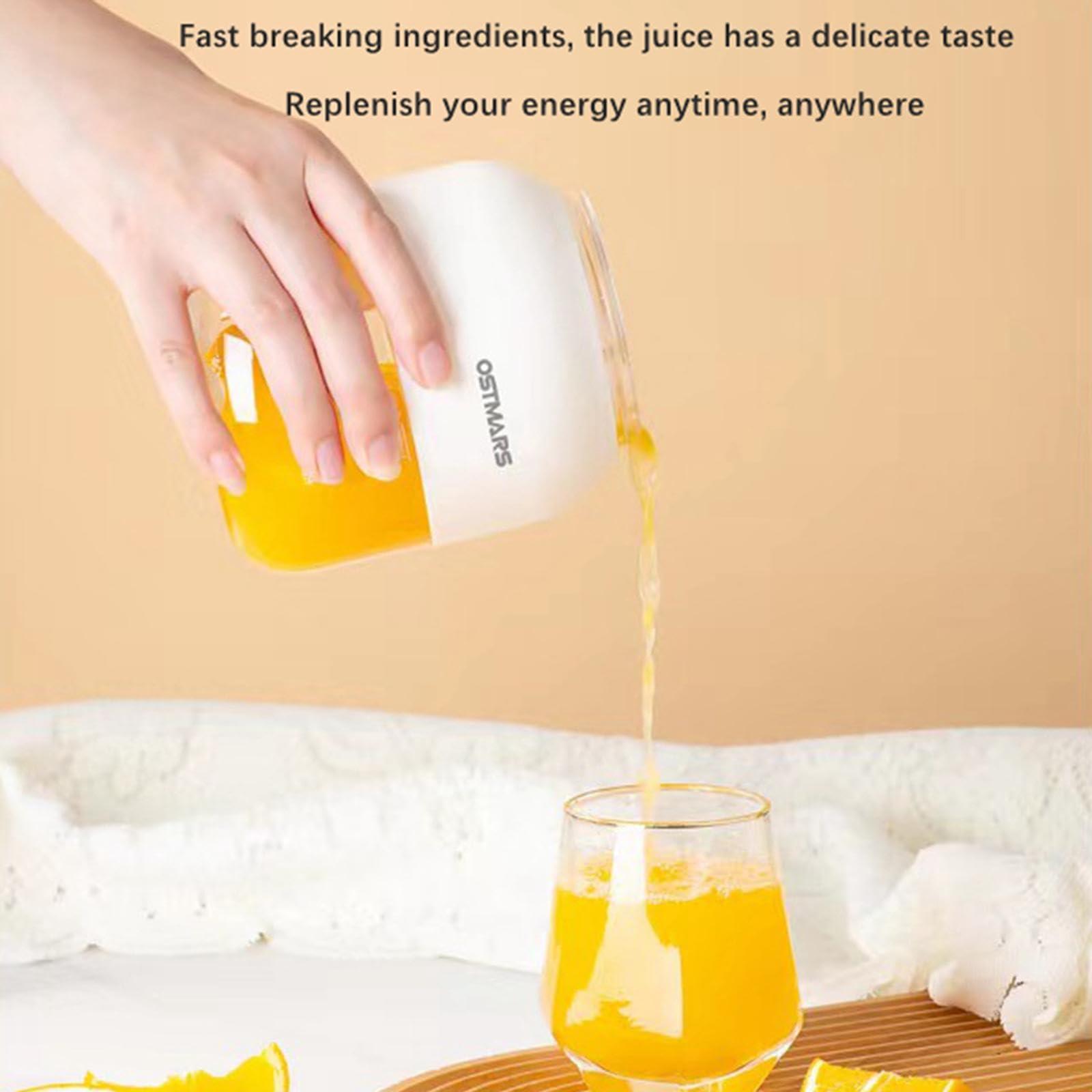 Mixeur électrique, Bouteille pour Smoothies, Mixeur Portable et, Gobelet pour La Maison, Le Bureau et Le Sport, blanc
