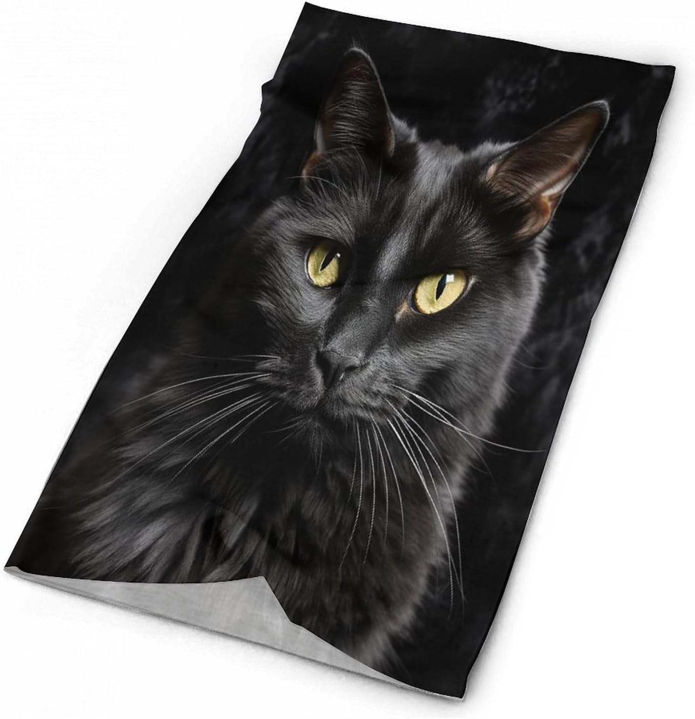 Multi-Use Double Sided A Black Cat on A Black Background Print Neck Gaiter Face Cover Scarf, Breathable Cooling UV Sun Protection Face Mask, Soft Bandana Head Wrap Headwear for Men Women Outdoor