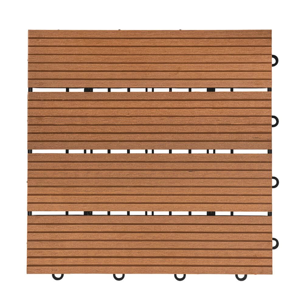 Home Deluxe - WPC Klickfliese BAVARO - Hellbraun - 3 m² - 11 Fliesen á 30 x 30 cm I Klickfliese Terrassenfliese Balkonfliese