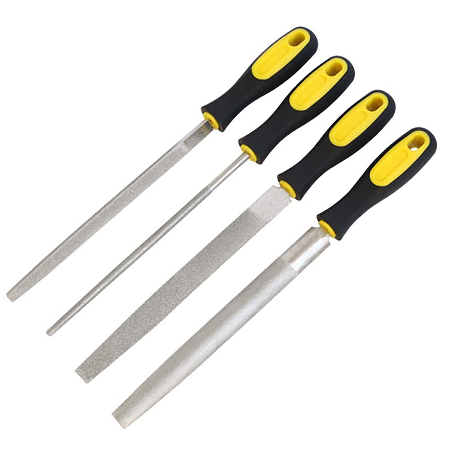 ZPECIAL Handwerkzeug-Sets, 4-teiliges Feilen-Set, Diamant-Feilen-Set, Metall-Holzraspeln mit Flacher, Halbrunder, runder und dreieckiger Feile (Größe: 310 mm)