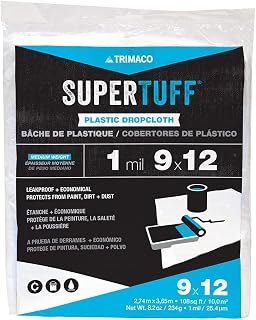 Trimaco SuperTuff 1 mil Plastic Dropcloth, 9-feet x 12-feet - 3303