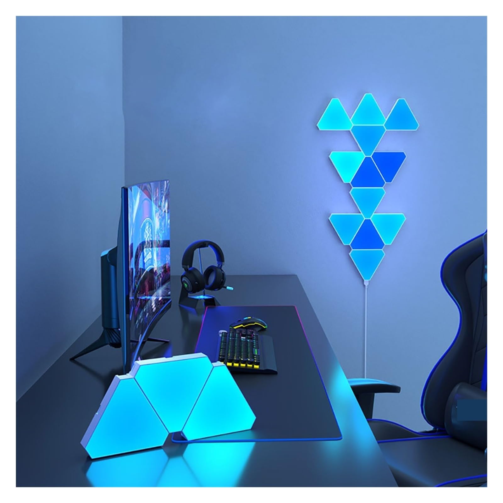 Trójkątna Lampa Kwantowa LED RGB, Ścienna, Inteligentny Odbiór Rytmu, Światło Tła Do Sypialni, Lampka Nocna, Dekoracja Biura CiepłA I Komfortowa Atmosfera(12 PCS,WiFi APP No Plug)