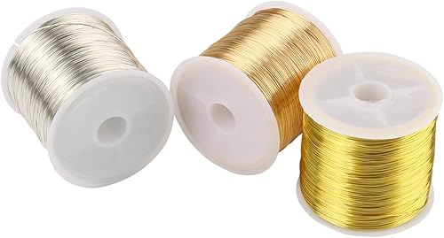Miniatura 8 de Alambre de cobre para hacer joyas, 328.1 ft x 0.016 in, alambre de cobre para manualidades, pulseras, collares, aretes, plata