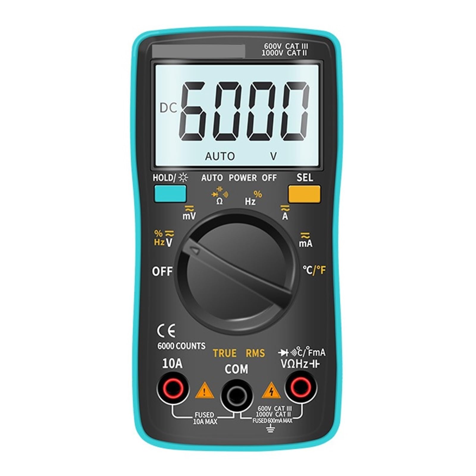 Cyfrowy Multimetr 6000 Zlicza Miernik Elektryczny Tester Próbnik Elektroniczny Auto Rang AC/DC Napięcie Procesu Kalibrator Dokładny Pomiar(102)