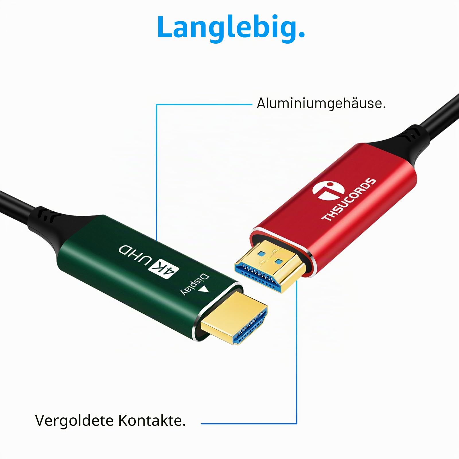Thsucords 4K HDMI Glasfaser Kabel 50M, HDMI 2.0 Kabel Unterstützt UHD 4K @60Hz HDR/18 Gbit/s/4:4:4/3D/ARC/HEC/für RTX 3080/3090 Xbox Series X PS5 Denon AV-Receiver LG Samsung Sony TV