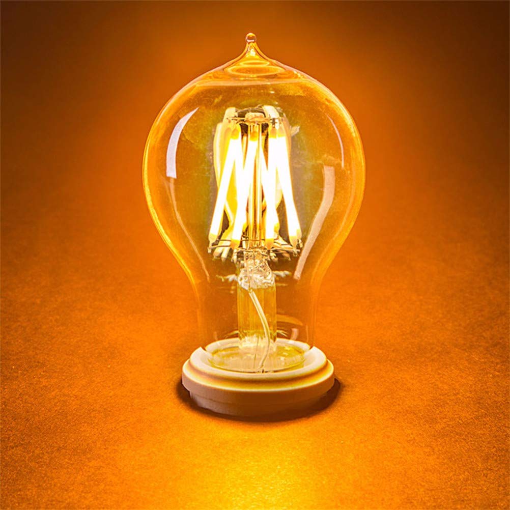 Bombilla LED E27/A60/8W Regulable, Estilo Edison Vintage, 220V, Amarilla, 2200K, para el hogar, Regulable, 4 Unidades.