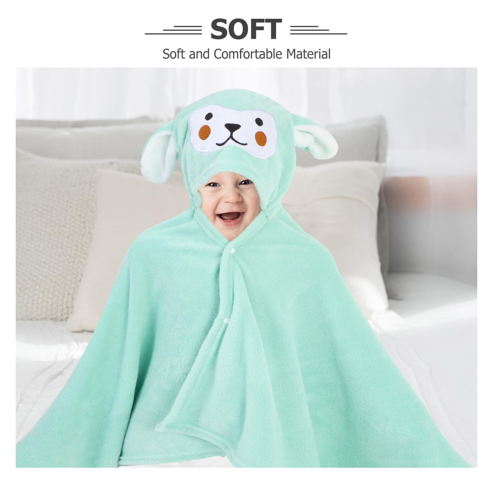 Serviette à Capuche pour Garçon Fille Polaire Ultra Absorbante Design Animal Mignon pour Bain Plage Enveloppe de Bain Douce et Portable pour Tout Petits