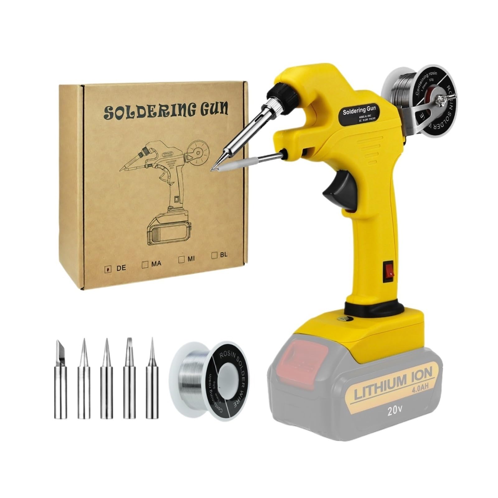 Kit Saldatore A Batteria Da 30 W For Agli Ioni Di Litio 20 V Strumento Riparazione Pistola For Saldatura Elettrica A Preriscaldamento Rapido Secondi (senza Batteria) Facile Saldatura Fluida
