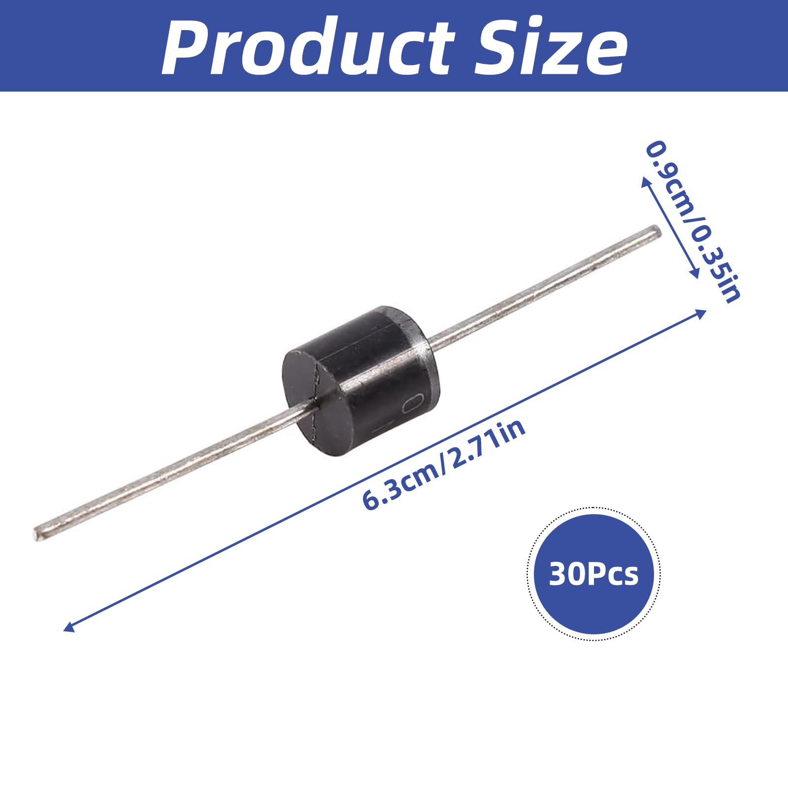 Schottky Lot de 30 diodes de redresseur 10 A10 - Diode de silicium haute tension - 1000 V - Diode de blocage 10 A - Pour projets électroniques DIY, construction de bloc d'alimentation, redressement du