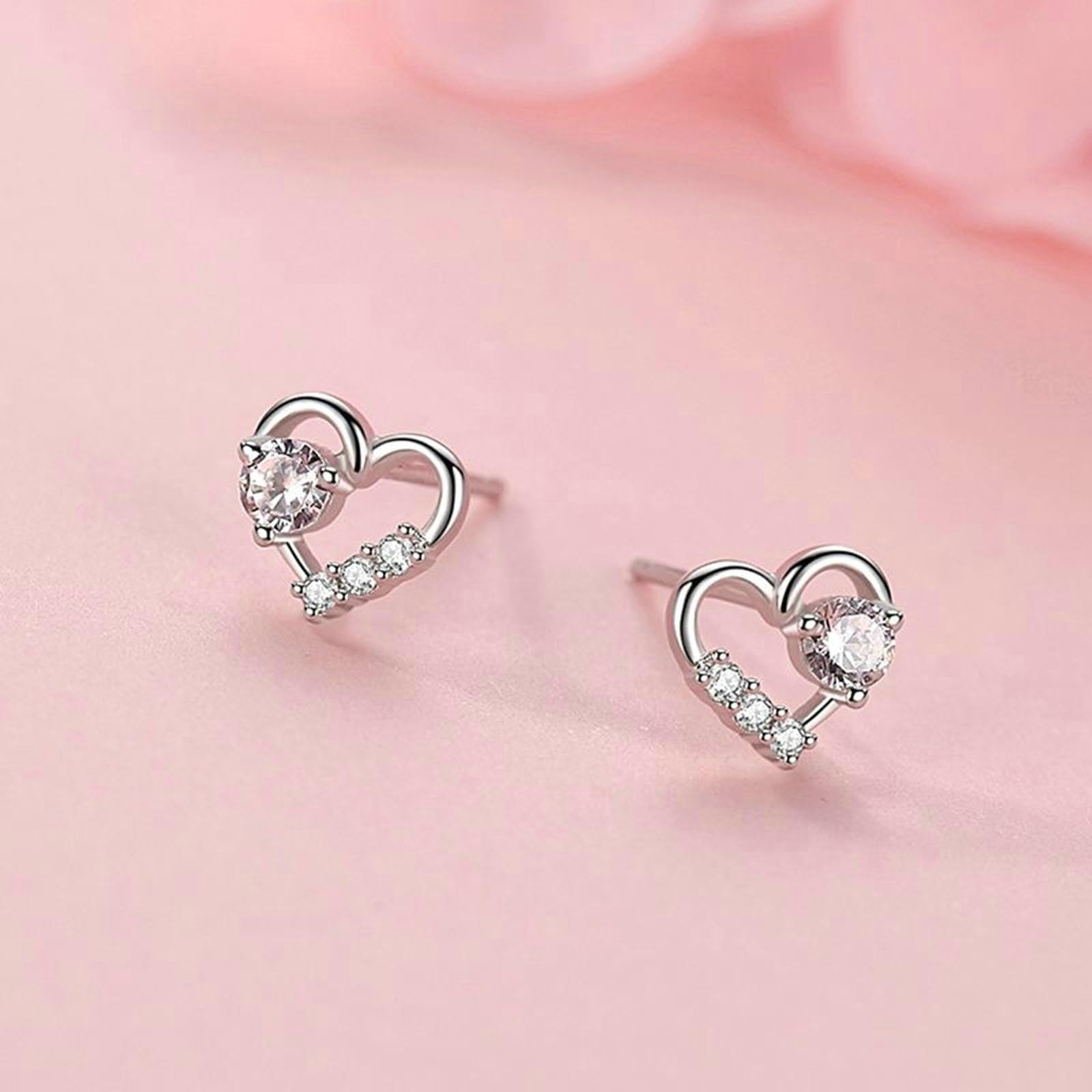 Pendientes de tuerca para mujer, oro blanco de 9 quilates, 14 quilates, 18 quilates, corazón con moissanita, sin níquel, aretes de boda para novia