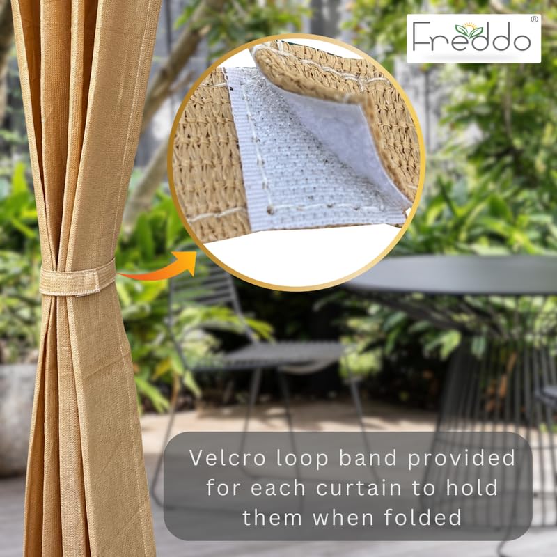 Image of FREDDO-PE 85% Indoor /Outdoor Sun Blocking Balcony Eyelet Curtains UV Protection, Sun Shading Light Filtering, Temperature Reducing for Window /Door (Beige Color | 4.5 X 5 Ft) Pack of 1 Piece