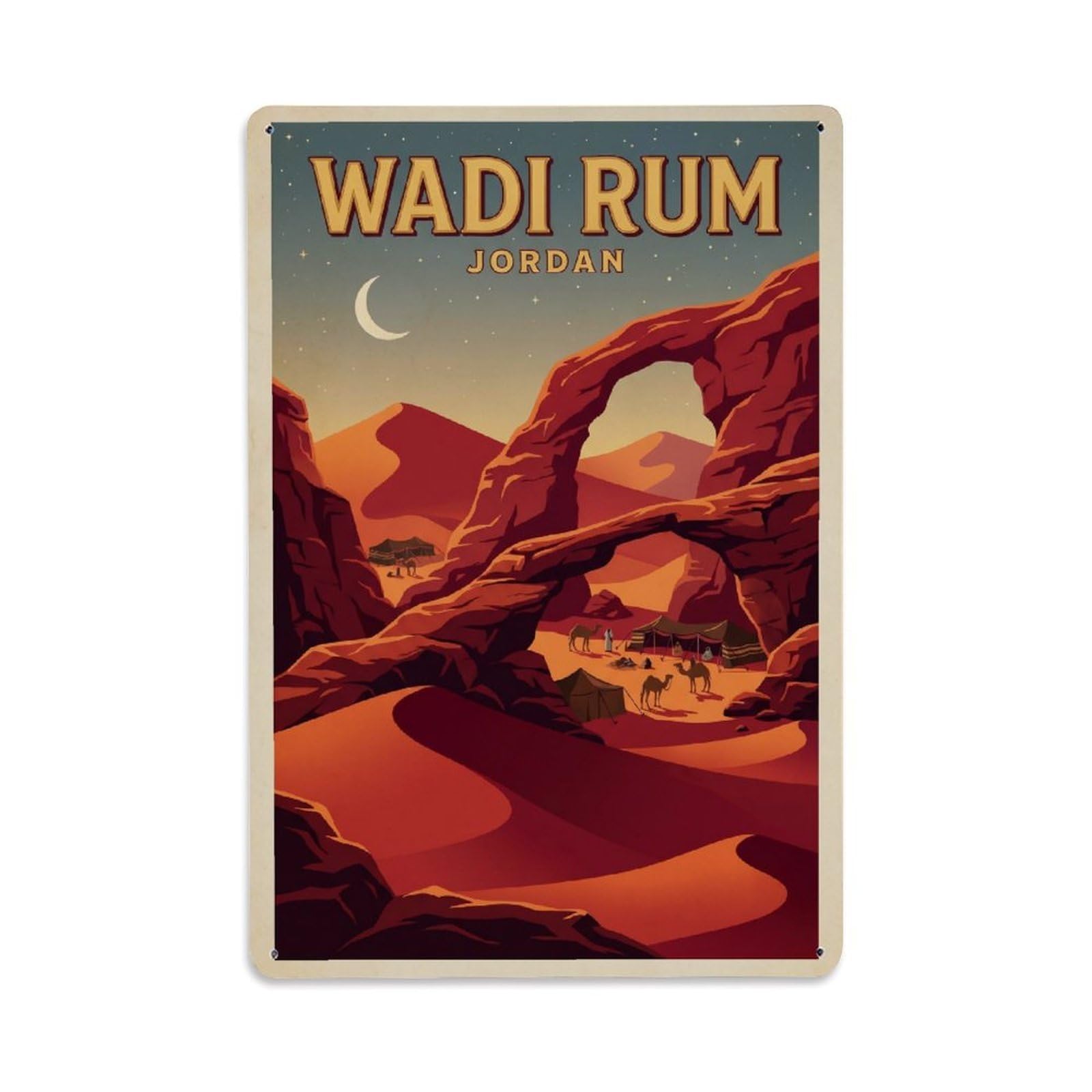 Metal Tin Sign Jordan Wadi Rum Vintage Travel