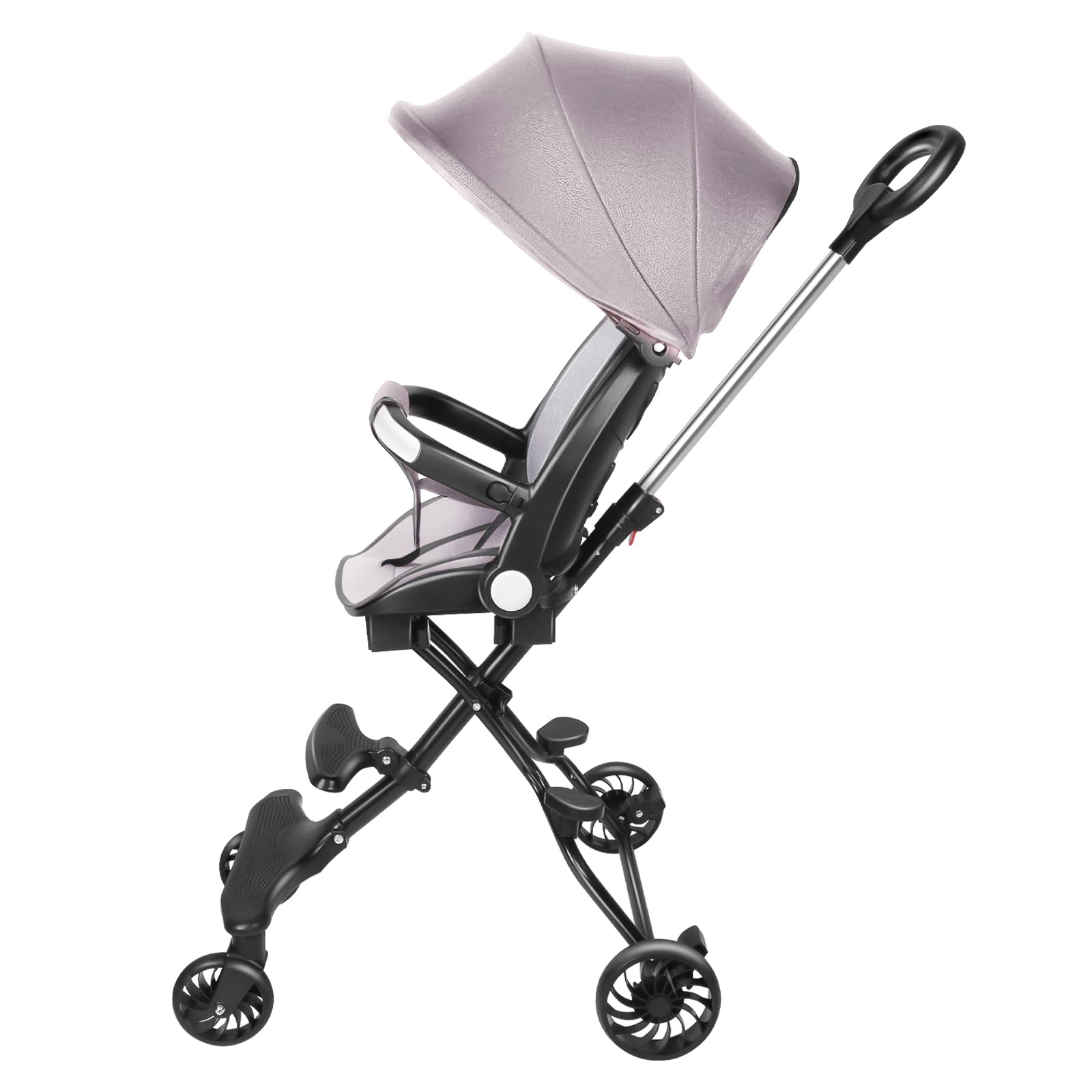Cochecito de bebé ultraligero, de nacimiento a 3 años, asiento reversible, capucha antiUV, compacto para viaje y diario, 30 x 55 x 86,5 cm (gris, clásico)
