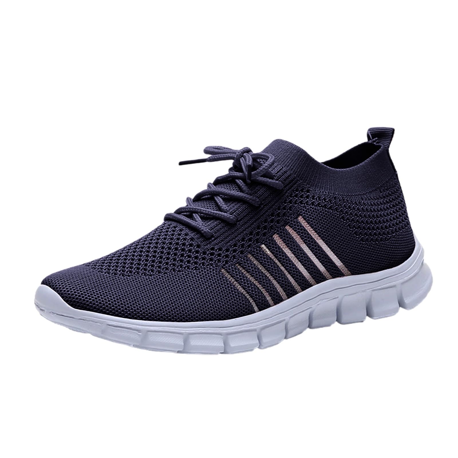 Slip On Sneakers for Women Casual Lightweight Lace Up Shoes Mesh Breathable Shoes Workout Athletic Tennis Sneakers Comfortable