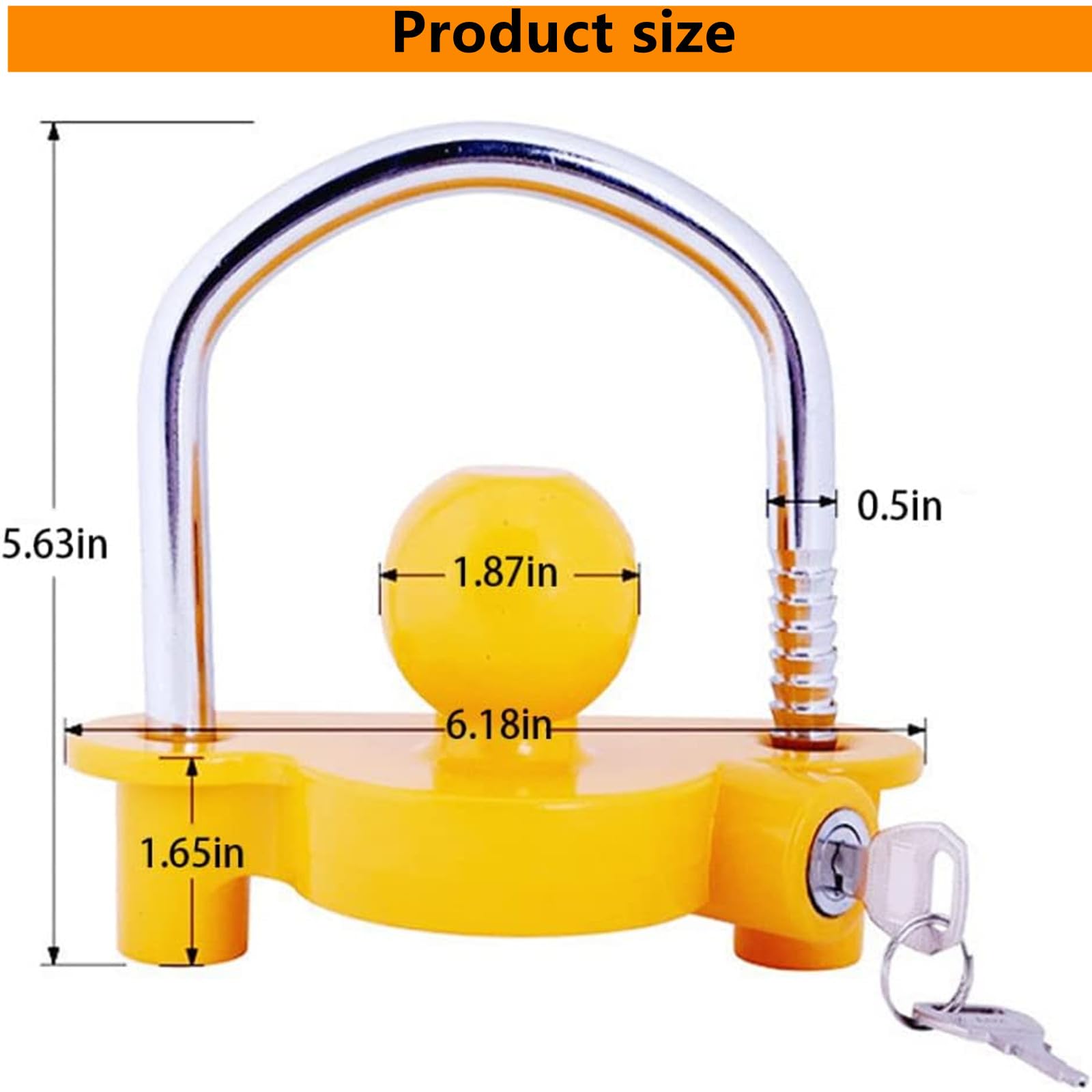 Candado para Enganche Remolque, fácil de Instalar,protección antirrobo, Accesorios Caravana Candado De Seguridad Remolques, Viene con 2 Llaves (Amarillo)