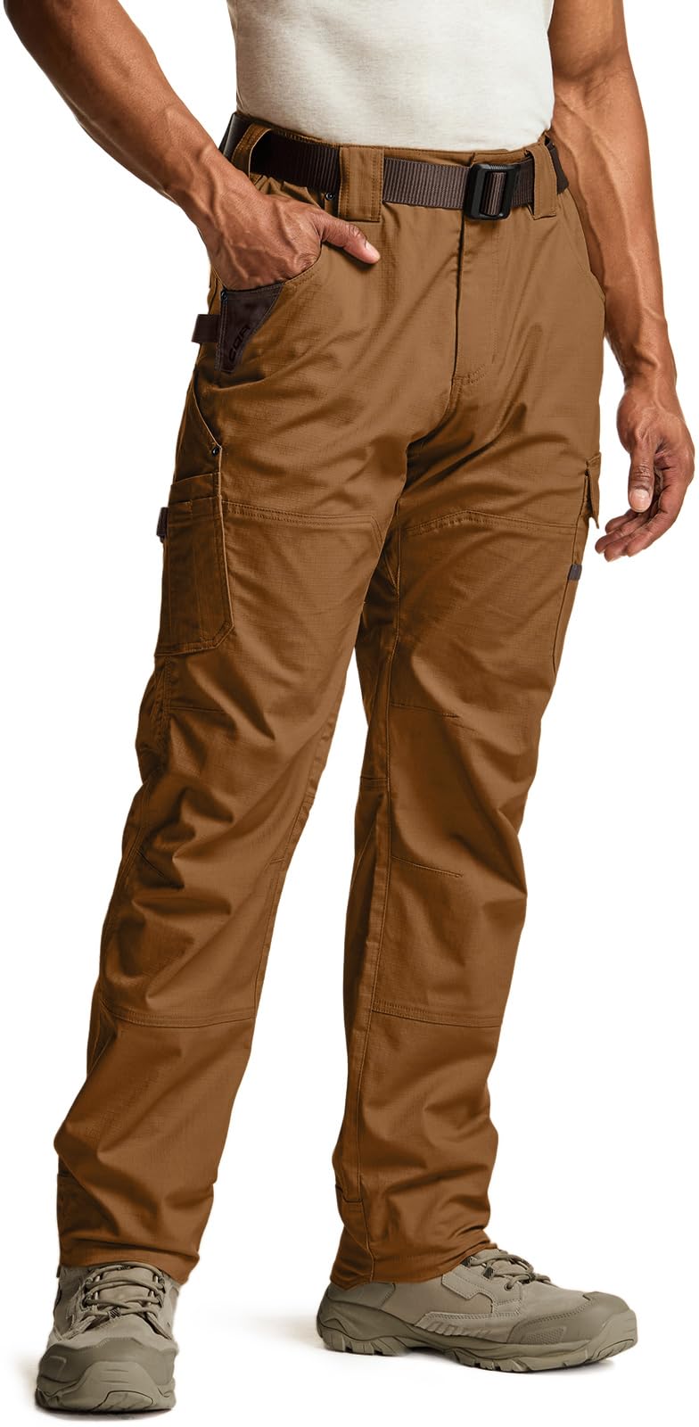 CQR Men's Quick Dry Work Pants, Water Resistant Outdoor Tactical Pants, Lightweight Stretch Cargo Hiking Pants