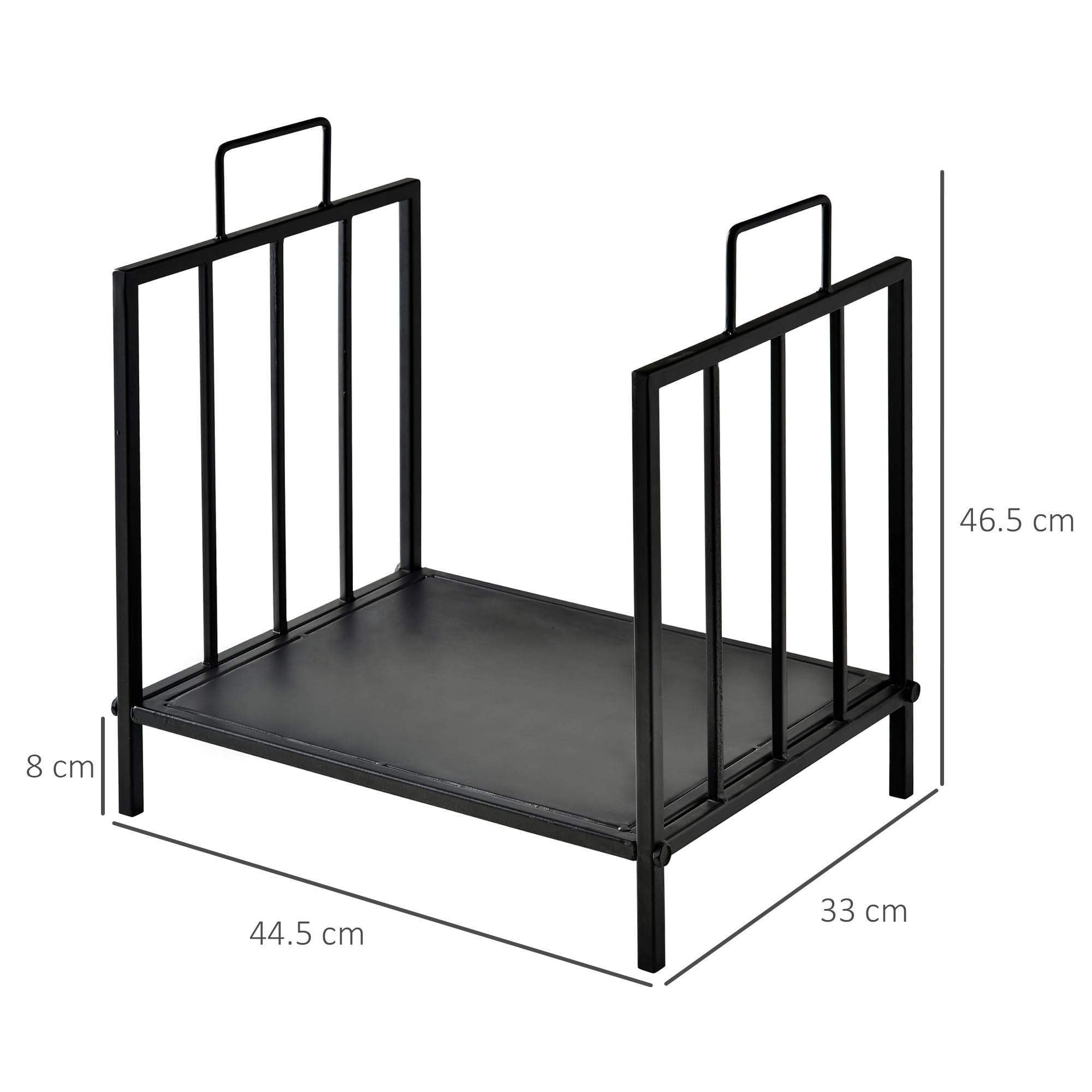 Outsunny Portalegna per Interno ed Esterno con 2 Maniglie, Portalegna per Camino in Metallo, 44.5x33x46.5 cm, Nero