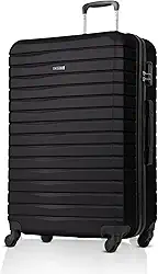 Mala de Viagem Grande 32kg Sestini Deluxe, Padrão ANAC, Cadeado 3 Dígitos, Rodas 360° Silenciosas, ABS Rígido Resistente (Preto)