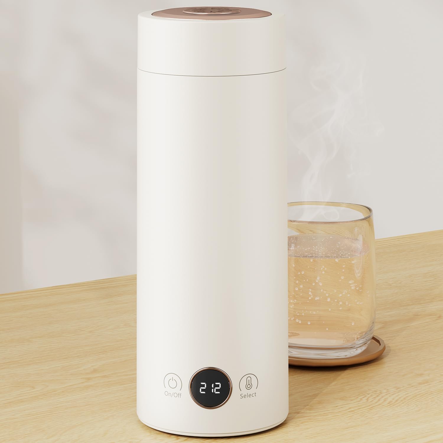 citythere Portable Stainless Steel Electric Travel Mug with 4 Temperature Settings, Auto Shut-off, Boiling & Heat Retention for Camping, Hotel & Office Use, 400ml