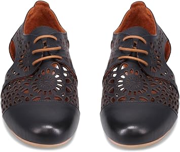 Handmade Women's Derby Shoes - Natural Cowhide & Tricolor Haircalf Leather, Chunky Sole