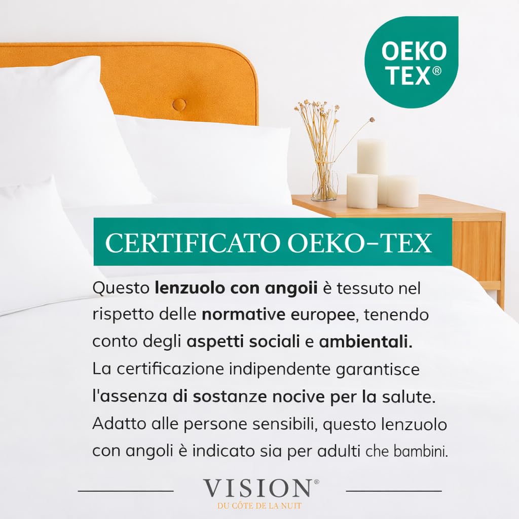 VISION Lenzuolo con angoli - 100% cotone - Letto matrimoniale (180 x 200 cm) - Angoli elasticizzati - Adatto a materassi fino a 30 cm - Certificato Oeko-Tex - Lavabile in lavatrice - Colore: blu navy