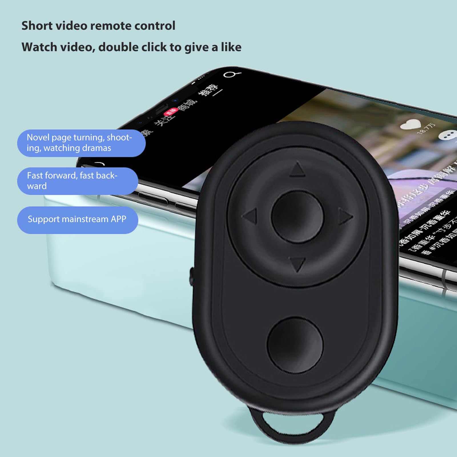 Draadloze afstandsbediening sluiter voor mobiele telefoons en tablets (3 stuks), AOQIYUE draadloze afstandsbediening voor iPhone/Android camerabediening, selfie clicker voor foto's en video's
