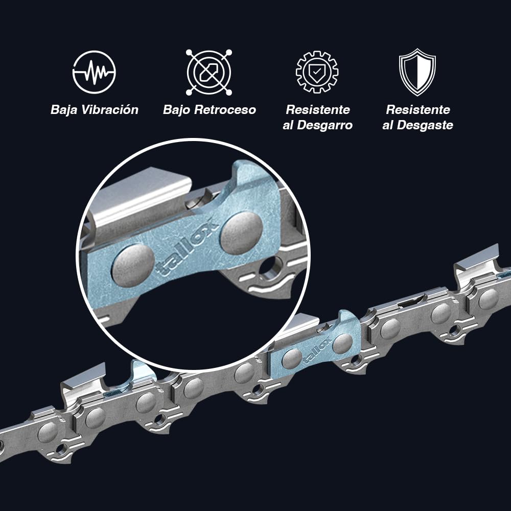 3 tallox cadenas de sierra 3/8" 1,3 mm 56 eslabones 40 cm compatible con Oregon Dollmar Einhell Makita Black & Decker y otras
