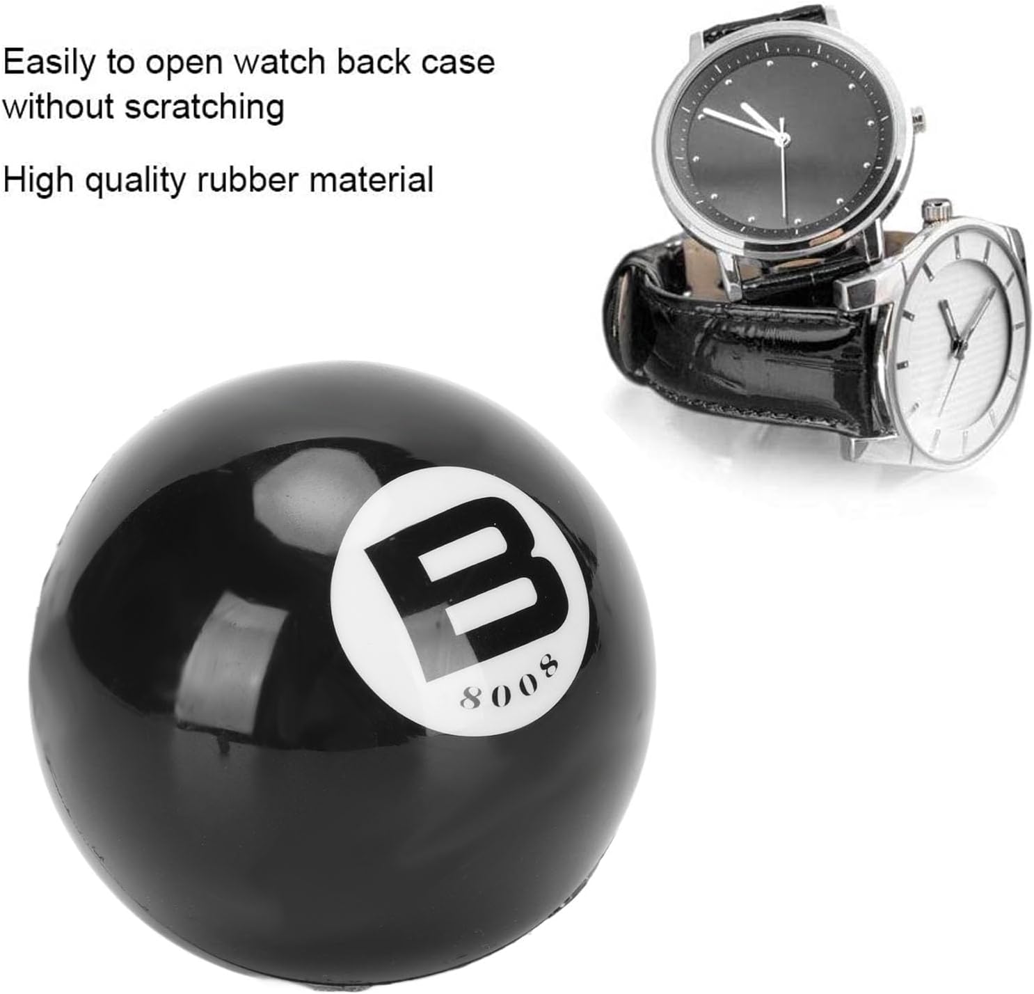 Watch Case Open Ball, Rubber Ball Opener Watch Tool, Friction Ball Open and Close Types of Screw in Cases Watch Case for Watch Repair (Black)