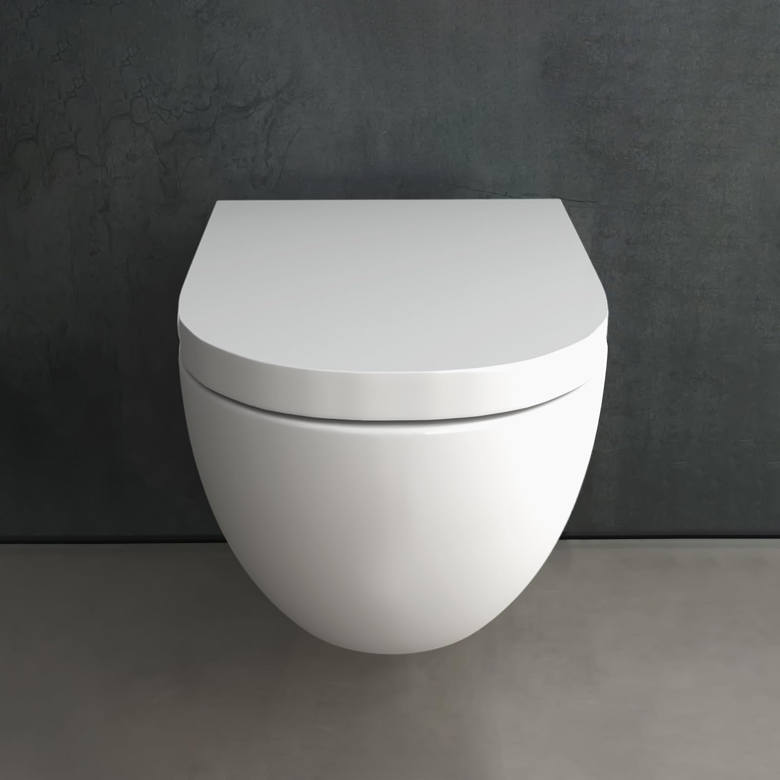 Alpenberger Hänge WC Spülrandlos | Toilette mit Nano | Tiefspüler Wand WC | Duroplast Toilettendeckel mit Absenkautomatik - UNI Sitz | Keramik Kloschüssel für Bad & Gäste WC | Passend Geberit