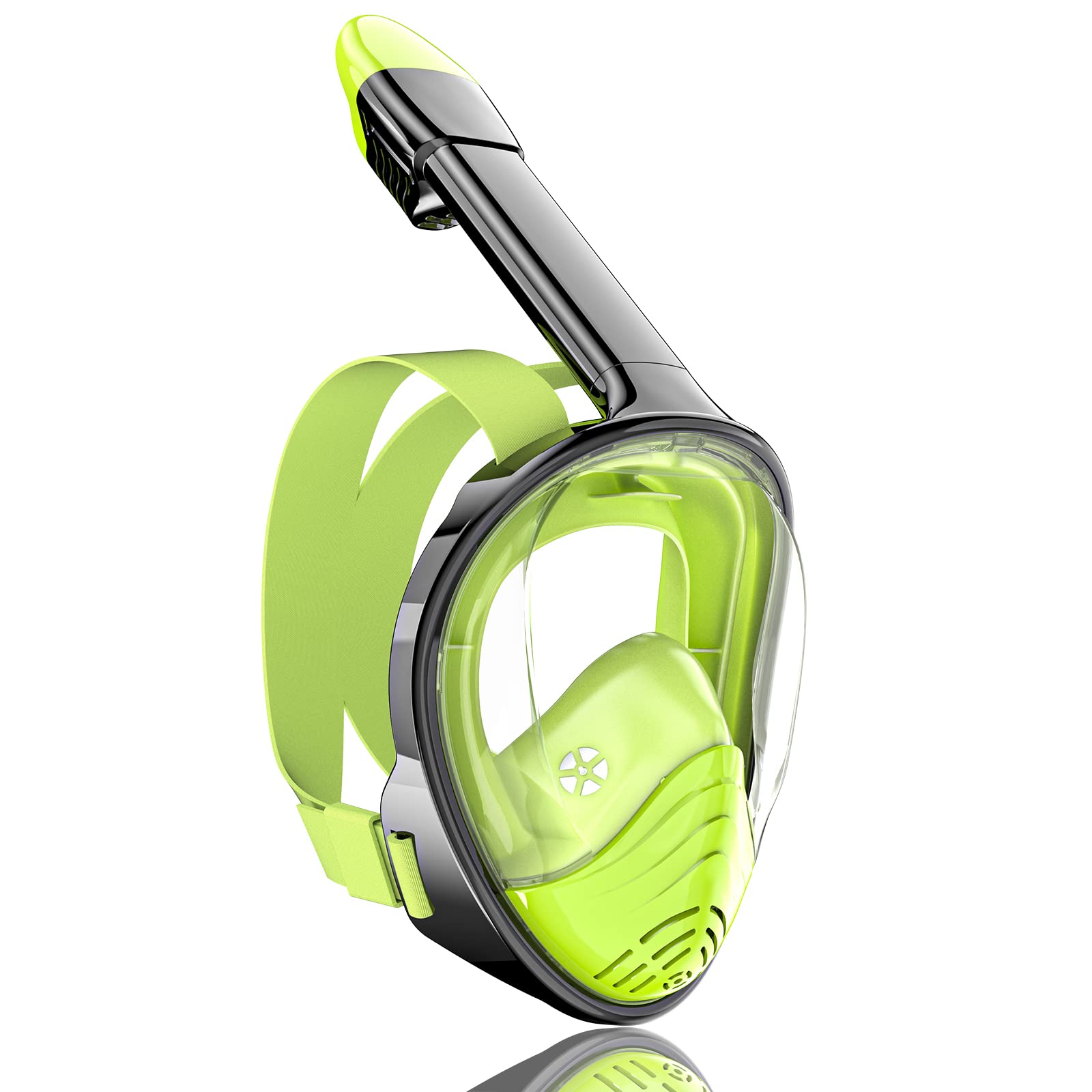 QingSong Full Face Snorkel Mask for Adults, Snorkeling Gear with Camera Mount, 180 Degree Panoramic View Snorkel Set Anti-Fog Anti-Leak