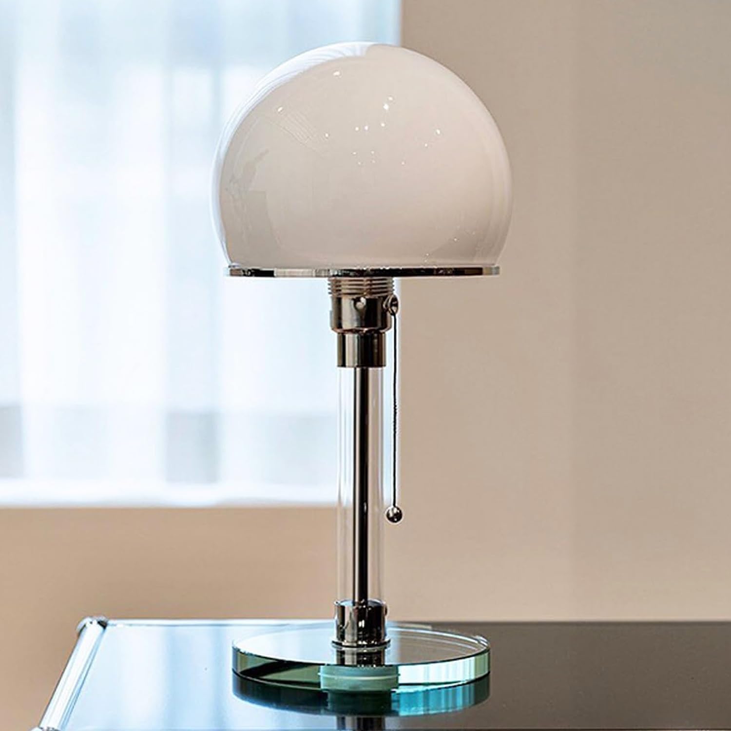 NVKE Moderne Nordische LED-Tischlampe, Wagenfeld lamp, Schreibtisch-Leselampe, Schlafzimmer-Nachttischlampe, Glas-Bauhaus-Tischlampe Pilzlampen Tischlampe mit 3 Helligkeitsmodi Wohnzimmer Restaurants