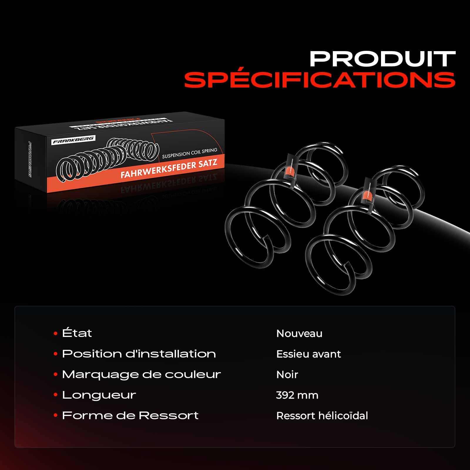 Frankberg 2x Ressort de suspension Compatible avec M.e.g.a.n.e II Break KM0/1 Scénic II JM0/1 M.e.g.a.n.e II Berline LM0/1 M.e.g.a.n.e II BM0/1 CM0/1 Grand Scénic II JM0/1 Remplacer# RH2712
