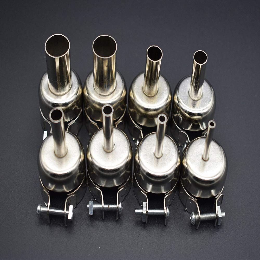 Aluminum Alloy 8Pcs Universal Meatal Heat Gun Resisting Nozzles Hot Air Guns Silver 3 4 5 6 7