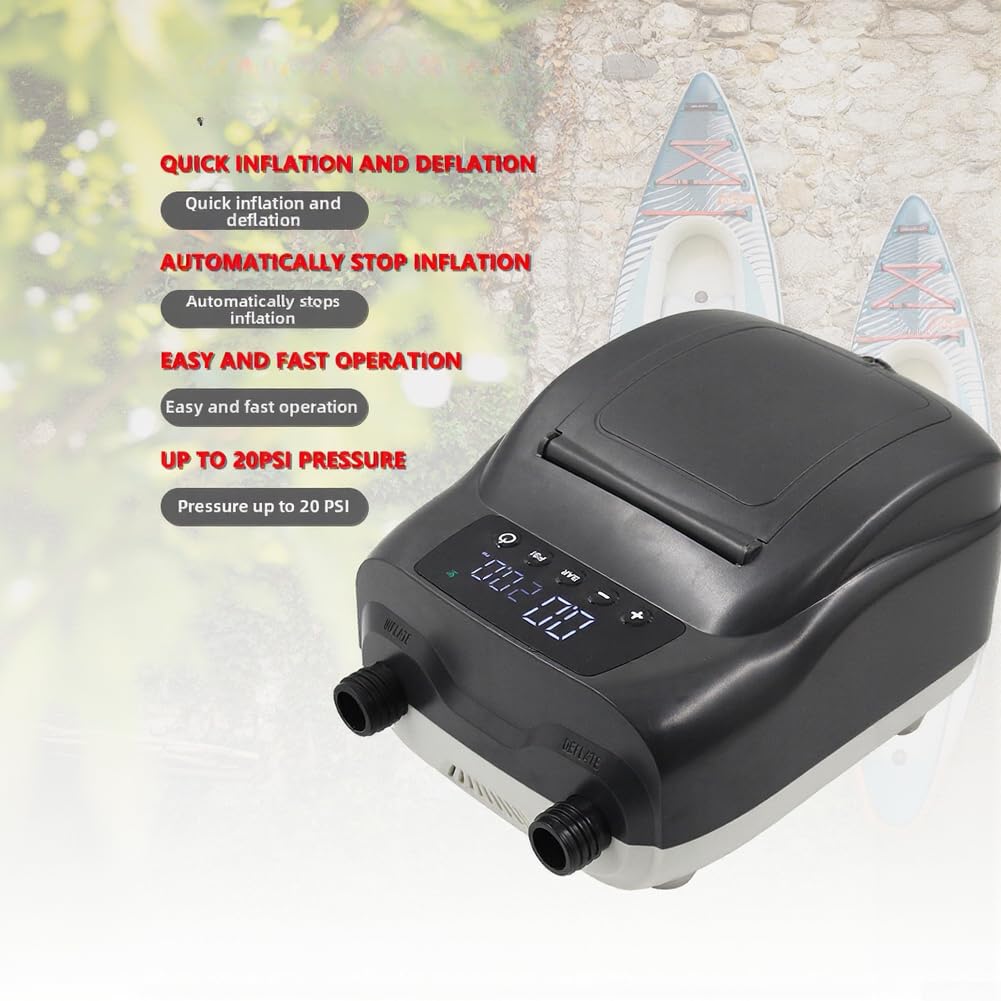 Bomba de aire eléctrica de 20 PSI con apagado automático, para tablas de remo inflables, kayaks y tiendas de campaña, compresor portátil de alta presión de 12 V con LED