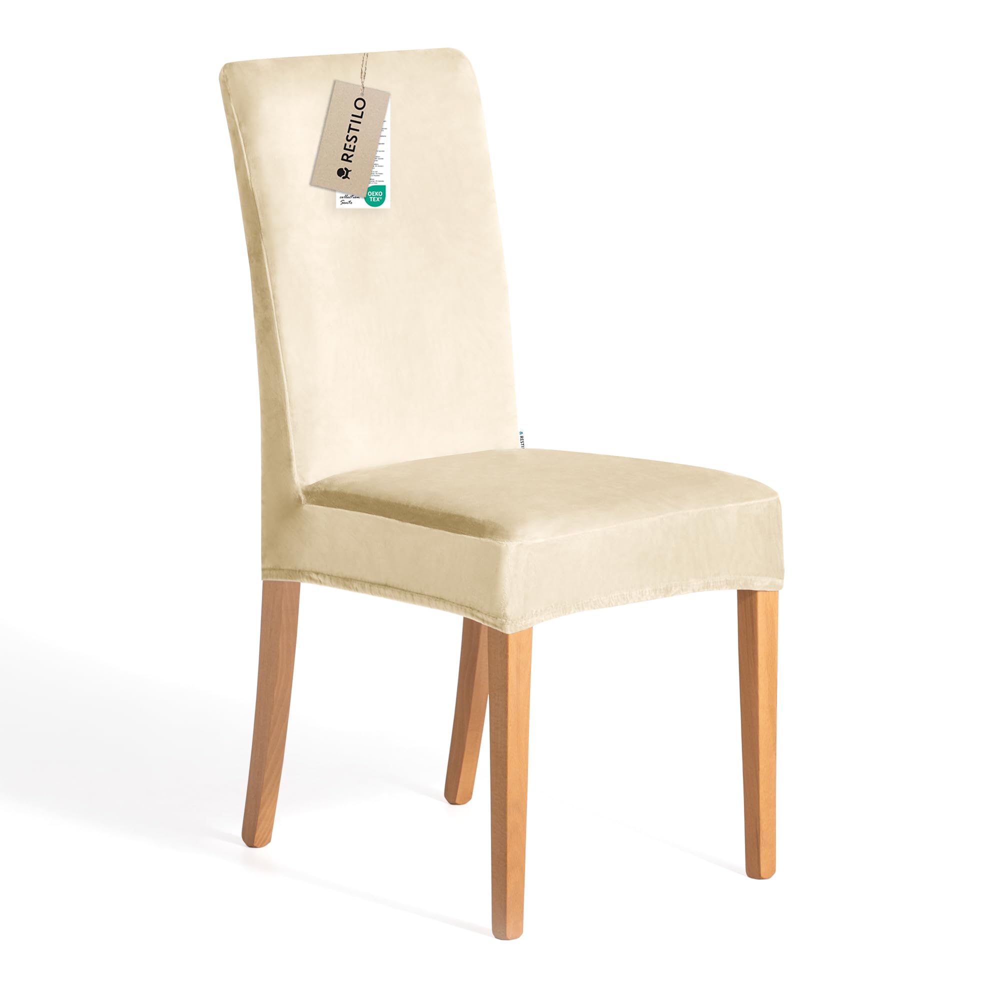Lot de 6 Housses de Chaise Extensibles Amovibles et Lavables Beige Clair pour Salle à Manger