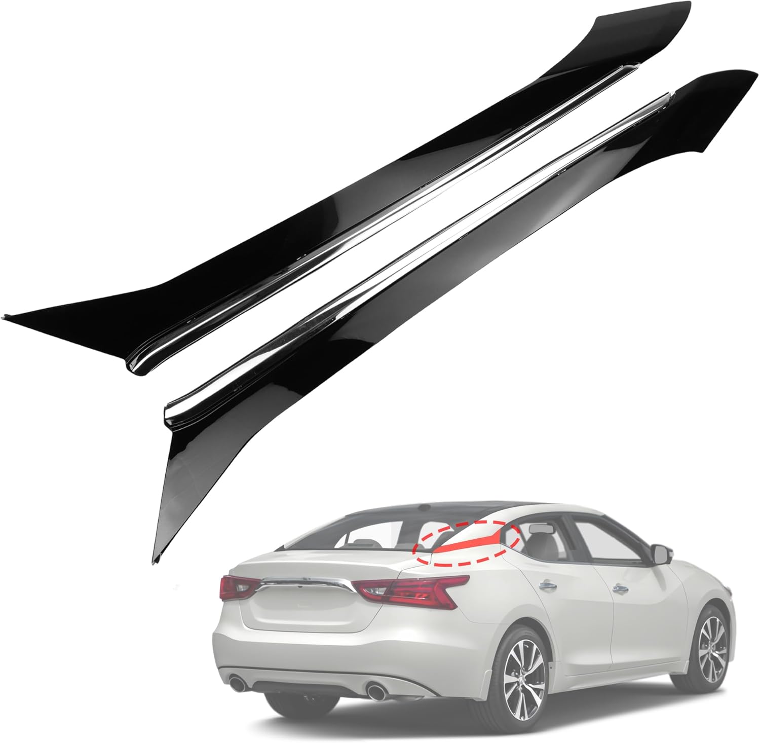 Windshield Rear Pillar Molding Trim Set Compatible with Nissan Maxima 2016 2017 2018 2019 2020 2021 78873-9DJ1A 78872-9DJ1A