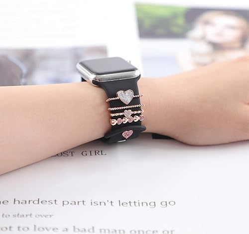 Vista 50 de ALMNVO Bling Diamond Charms for Apple Watch Bands Charms 46mm 45mm 44mm 42mm 41mm 40mm 38mm 49mm,Sparkle Metal Sliding Decorative Rings for iWatch