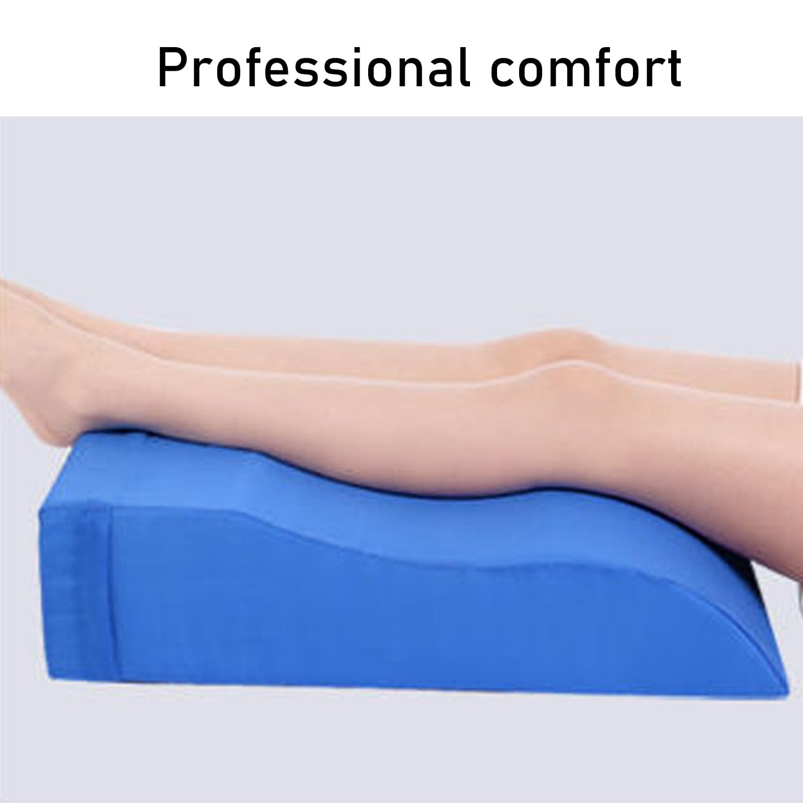 Cojín de cuña de soporte para piernas en forma de S, 59 x 55 x 20 cm, para un mejor sueño, ideal para la recuperación postoperatoria, cojín para piernas con elevación azul para un