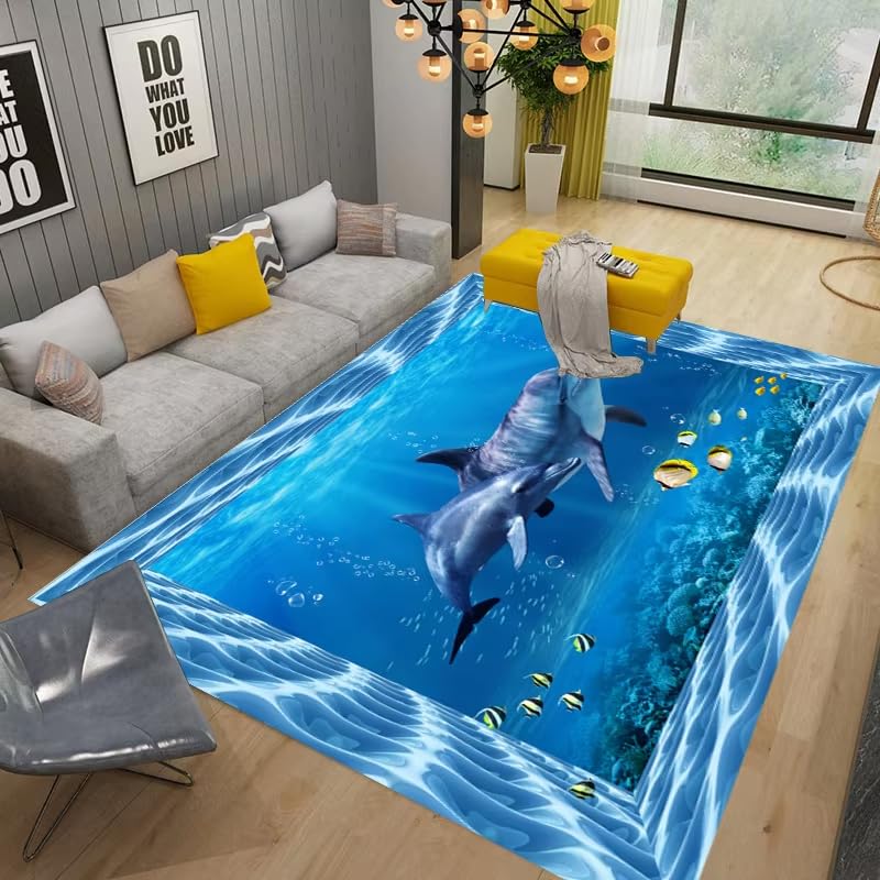 Tapis 3D sous-marin dauphin anti-glisse pour sol sécurisé