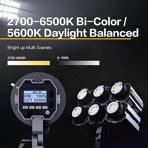 Miniatura 2 de COLBOR CL60 LED Light, 2700-6500K Bi-Color LED Light, 65W Video Light, Max 80W, CRI 97, 50673Lux, 10 FX Effects, 46 Simulation Scenarios, with V