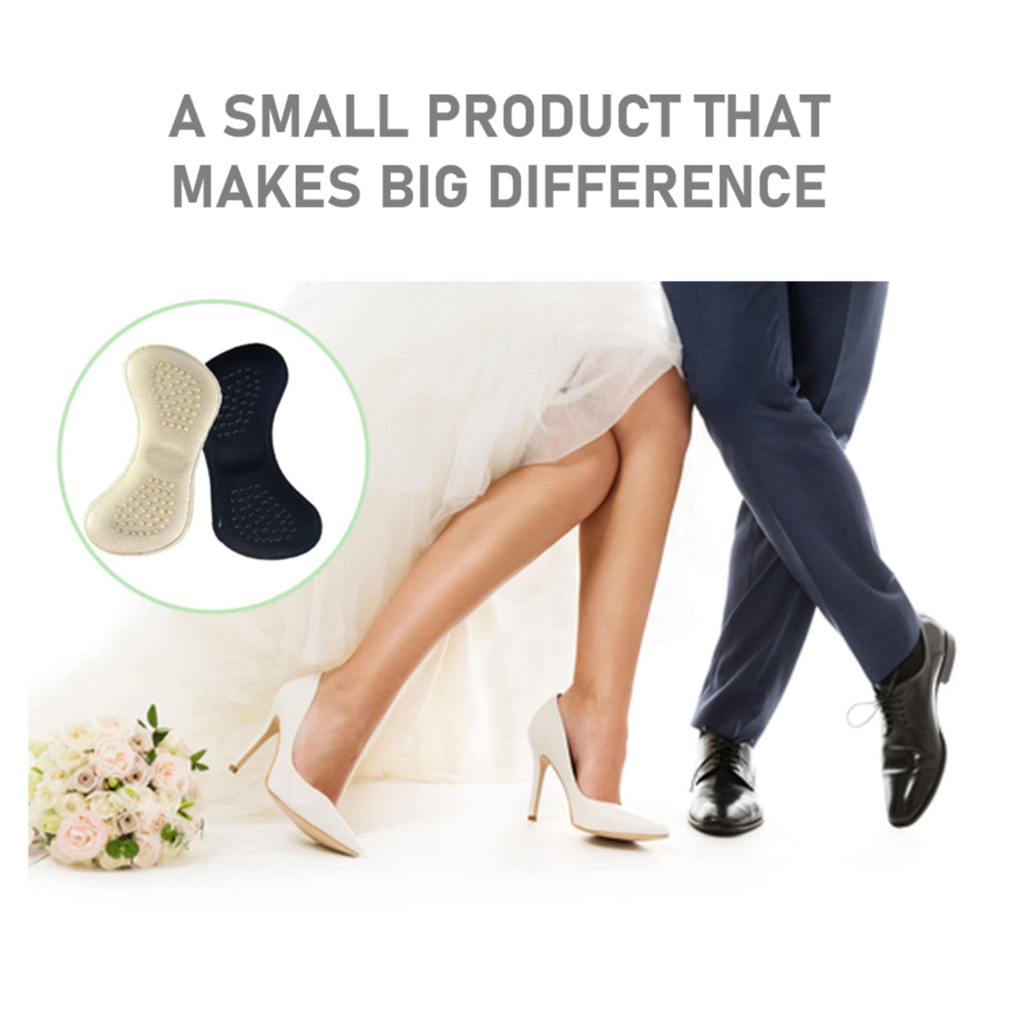 VivoFoot 8 impugnature antiscivolo per tallone, fodere spesse e riempitivi per scarpe di mezza taglia troppo grandi o larghe, inserti per cuscinetti sul retro del tallone, cuscinetti per tallone per
