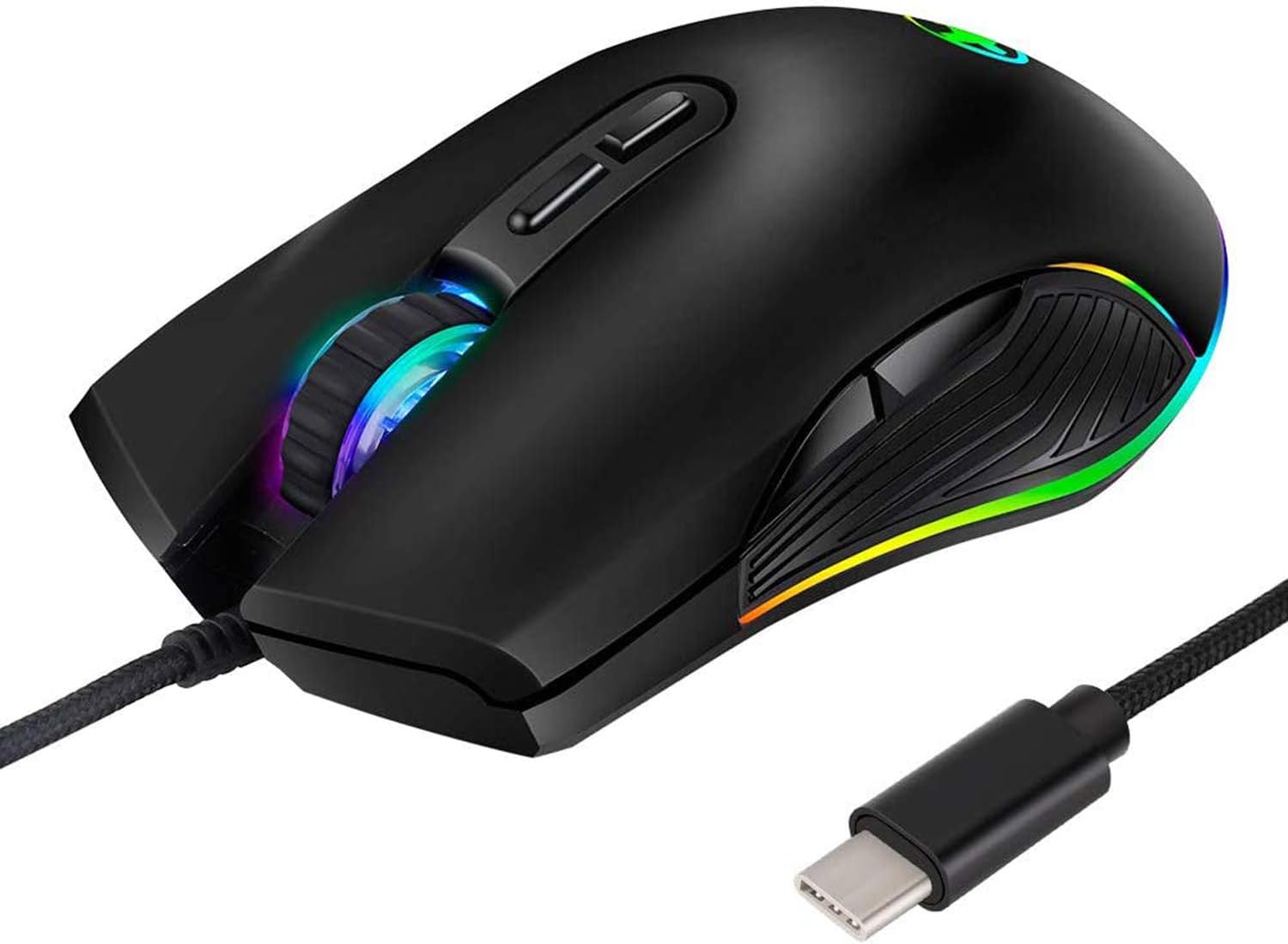 RGB LED Gaming Mouse, 3200 DPI, Wired USB C Port for Apple MacBook Pro 2017 / 2016, MacBook 14", Chromebook, Windows PC, Computer or Laptops with Type C Port
