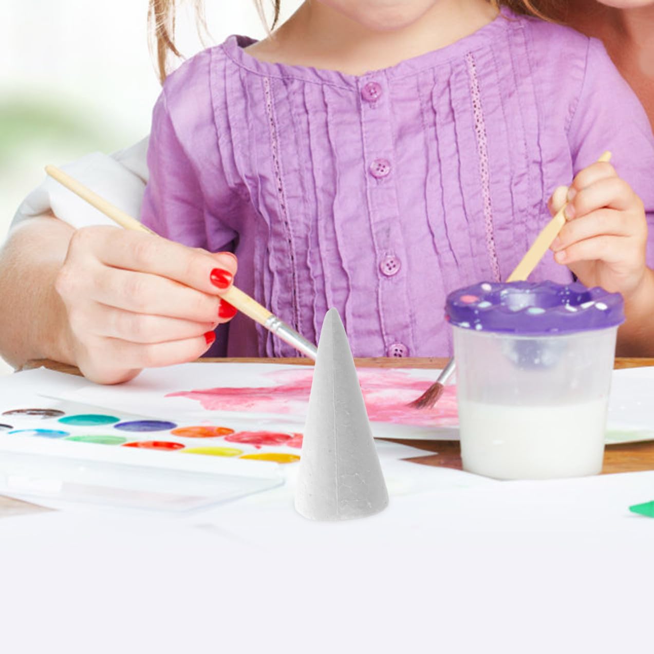 BESPORTBLE 12 Coni di Schiuma Bianca per Lavoretti Creativi, Decorazioni Fai da Te per Bambini, Centrotavola per L'Albero di Natale, Accessori per La Decorazione della Casa