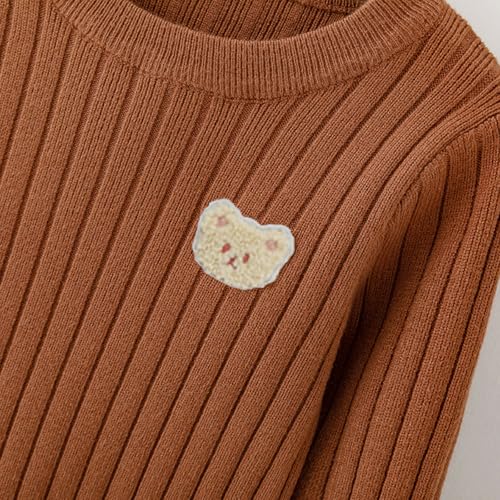 Kids Baby Girls Boys Sweater Knit Crewneck Long Sleeve Pullover Ribbed Bear Embroidery Fall Winter Clothes2