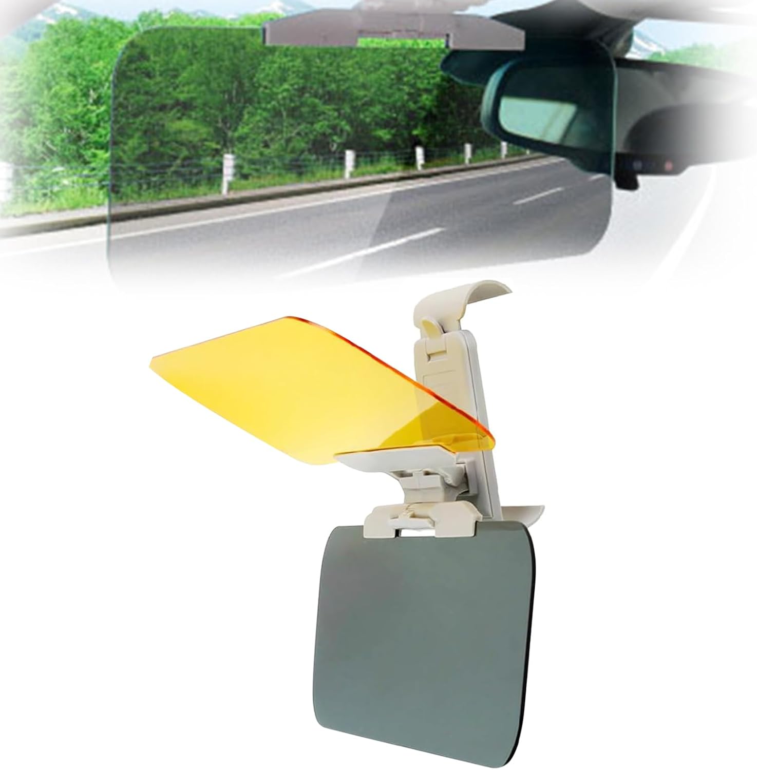 Car Sun Visor AntiGlare Mirror, 2024 Upgrade 2 in 1 Car AntiGlare Sun Visor Safety