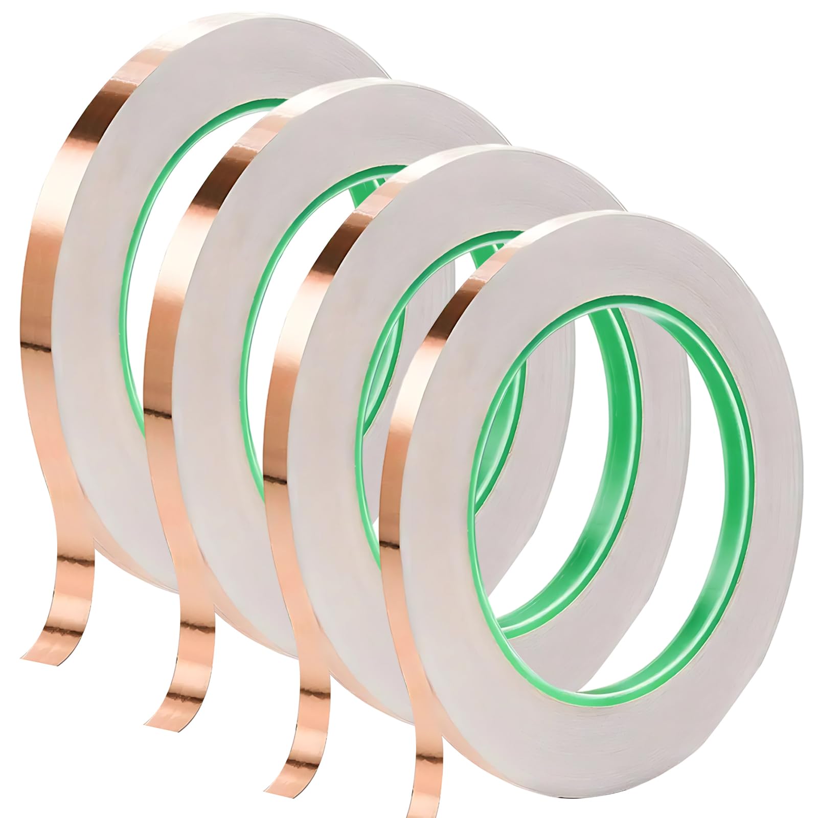 JORcadis 4 Rolls Copper Foil Tape with Conductive Adhesive, 3/4/5/6mm Width Options, Copper Tape, High Temperature Resistant, Self-Adhesive Backing for Heat Dissipation