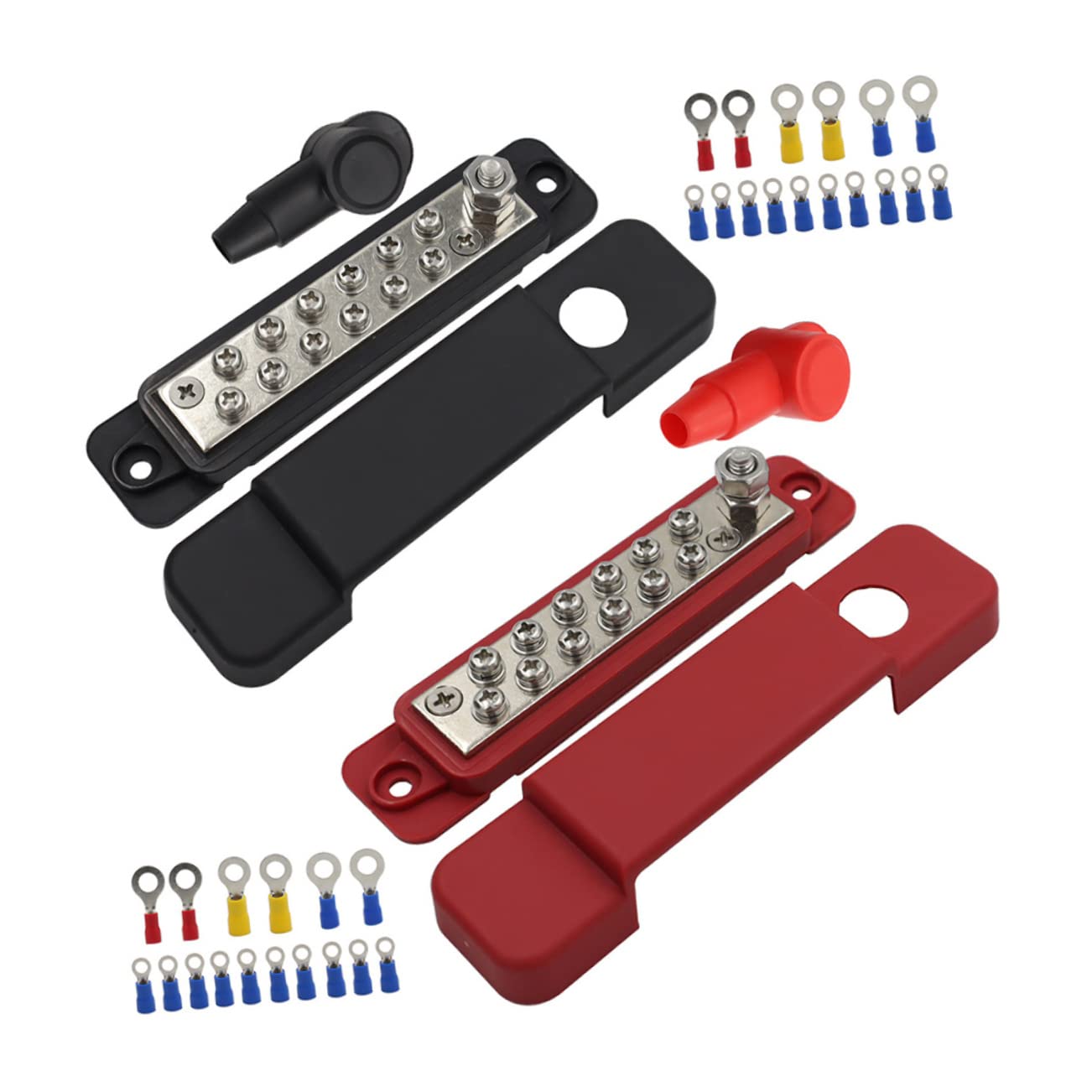 Mikinona Busbar 12 Vie 48v 150a Morsettiera Blocco Di Distribuzione Energia Per Auto, Yacht e Camion Uso Industriale e Cablaggio Marino Morsetti Antiossidanti e Connessioni Rapide