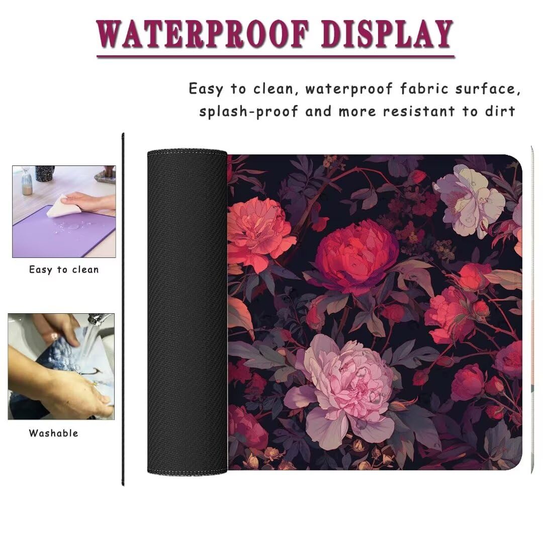 Alfombrilla Ratón Negro Art, Mousepad Alfombrilla Raton Gaming XXL 1600x800x4mm Mouse Desk Mat Gamer para Gaming, Tapete Escritorio Mujer Almohadilla Raton, Mouse Pad Base de Goma Antideslizante S-88