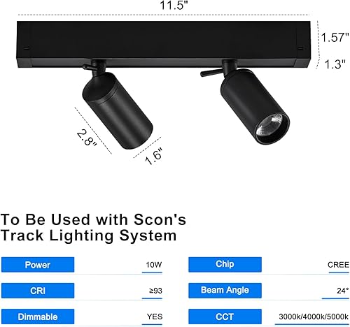 Miniatura 14 de SCON Cabezal de lámpara de inundación LED lineal CCT ajustable de 15 W, paquete de 2 unidades, cabezal magnético de 24 V, 3000 K-5000 K para 3000K