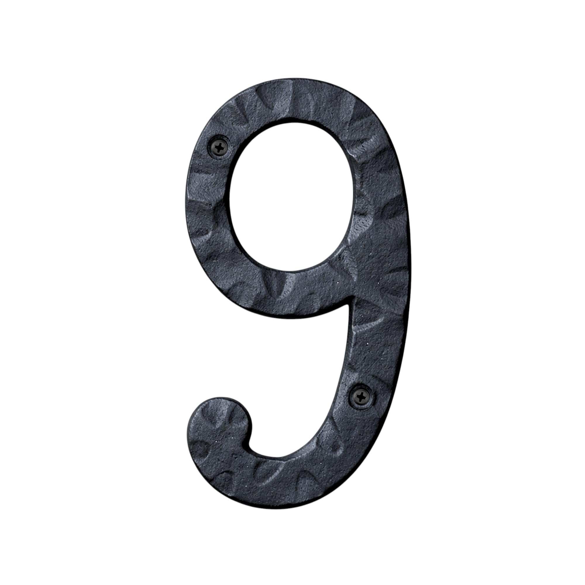 NACH House Numbers for Outside, 5.5 inch Black Address Numbers for House - Number 9 - Rustic Numbers for Outside with Mounting Hardware